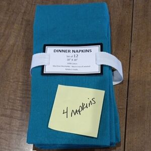 Dinner Napkins Set of 4 - Teal Cotton Napkins